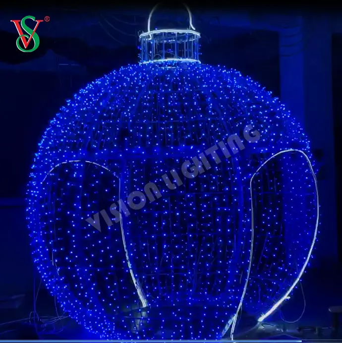 DMX Controlled RGB Programmable 3D Giant Bauble LED Christmas Outdoor Decoration Light Large 3D Ball