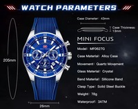 Montre-bracelet à quartz pour homme, affichage chronographe, bracelet en silicone, sport, affaires, usage quotidien