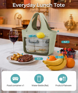 Bolsa de almuerzo para mujer, elegante, aislada, con múltiples bolsillos, apertura amplia, linda bolsa de almuerzo para la universidad, para el viaje diario - Product Image 3