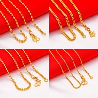 Collier en chaîne torsadée plaqué or 24 carats pour femme, bijoux en or de Dubaï avec perle, laiton, cuivre, forme et motif uniques