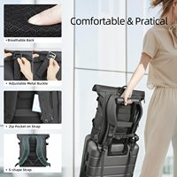 Sac à dos de voyage professionnel extensible, sac à dos pour ordinateur portable à enroulement, résistant à l'eau, sac à dos décontracté pour usage quotidien, sac pour ordinateur portable antivol de 15,6 pouces