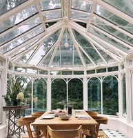 Véranda de luxe en aluminium avec toit en verre courbé, autoportante, en aluminium 6063-T6 à rupture de pont thermique, double vitrage trempé Low-E, jardin d'hiver