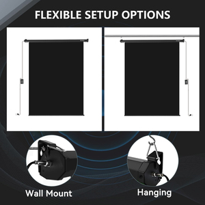 RAUBAY Motorized Pull Down Black Polyester Screen Backdrop-59.8" X 86.6" Collapsible Ceiling/Wall Mount Background - Product Image 6