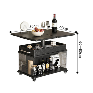 Mesa de Centro Moderna NKAHS de Madera Maciza Ecológica con Estante de Almacenamiento y Ruedas, Fácil de Limpiar, para Muebles de Sala de Estar - Product Image 4