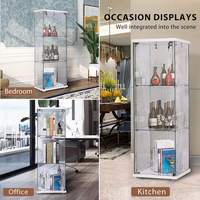 Étagères en acrylique à 4 niveaux, meuble de rangement transparent avec serrure, vitrine de vente au détail