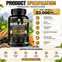 Complément OEM Shilajit Ashwagandha Rhodiola Rosea Panax Ginseng Complex en Capsules pour l'Énergie et la Vitalité – Marque Privée