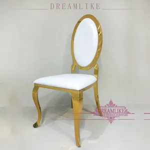 Новое обновление овальная спина из нержавеющей стали металлический каркас золотой стул Аренда свадебные стулья оптом