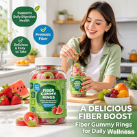 SPL Private Label Prebiotic Fiber Gummy Rings Complément alimentaire en fibres, saveur personnalisée, faible teneur en sucre, anneaux de gommes aux fibres