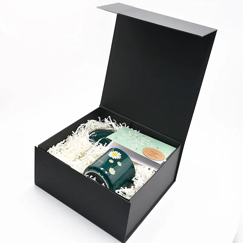 2022 Custom Logo Textur Papier becher Box mit EPE Foam Tray Magnetische Kaffeetasse Geschenk box Verpackung