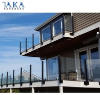 Rampe d'escalier en verre trempé pour villa moderne, garde-corps extérieur pour balcon de maison, colonne de garde-corps en acier inoxydable, garde-corps en verre