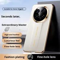 Étui de téléphone en similicuir pour Honor Magic8Pro, design professionnel, électroplaqué, gaufré, instantanément maître de la légèreté