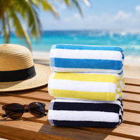 Tsibo 100% Cotton Striped Beach Towel - Large 76x180cm Super Absorbent Quick Dry Towel for Sand, Swim & Travel
