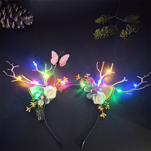 LED Navidad Reno Cuernos Diadema Pinzas para el cabello <span class=keywords><strong>Ciervo</strong></span> Cuernos Diademas Accesorio - Product Image 6
