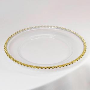 Assiettes <span class=keywords><strong>de</strong></span> présentation rondes en <span class=keywords><strong>verre</strong></span> acrylique doré perlé <span class=keywords><strong>de</strong></span> 13 pouces pour mariage, accessoires <span class=keywords><strong>de</strong></span> <span class=keywords><strong>cuisine</strong></span> tendance, vente en gros - Product Image 2
