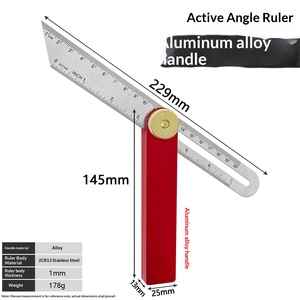 Règle d'angle universelle en bois de rose et plastique en forme de T, rapporteur de 360 degrés, niveau universel, outil de mesure pour charpentier - Product Image 3