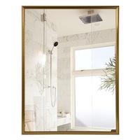 Stock d'usine minimaliste encadré salle de bain argent miroir rectangle verre mur décor de chambre avec effet LED néon infini
