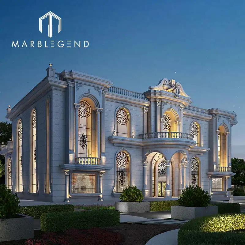 Klasik mimari tasarım 3D render çizim evi villa kireçtaşı dış duvar