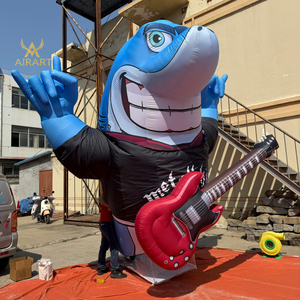 Decoración para Fiestas de Verano, <span class=keywords><strong>Tiburón</strong></span> Inflable Músico con Guitarra, Inflable de Jardín para Carnaval, Guitarrista de Dibujos Animados Personalizado - Product Image 3