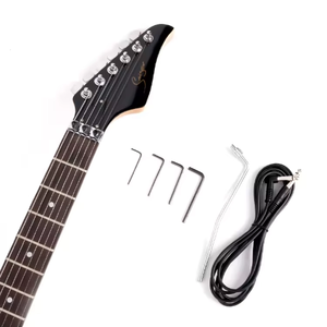 Guitarra eléctrica en stock con cuerpo de tilo, pastillas H-S-H, 24 trastes, herrajes cromados, puente estilo Floyd Rose y diapasón de palisandro. Venta al por mayor. - Product Image 4
