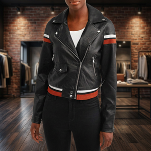 SMART SHINE ENTERPRISES - Chaqueta de Cuero Genuino de Alta Calidad para Mujer, Suave, Flexible, Clásica, Minimalista, Ajustada, de Invierno, de Secado Rápido - Product Image 1