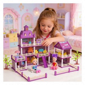 Grand <b>Plastic</b> Estate for with Bedroom <b>Kitchen</b> Bathroom Balcony Furniture Storytelling Pretend <b>Play</b> DIY TOY Gift - Product Image 5