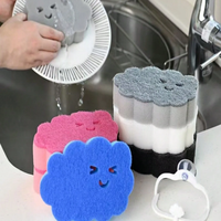 Éponge de nettoyage ménager mignonne avec support, tampon à récurer pour vaisselle, ustensiles de cuisine et évier, éponges de cuisine anti-rayures