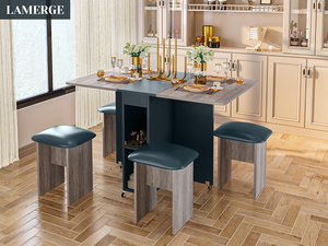 <span class=keywords><strong>Mesa</strong></span> y sillas de <span class=keywords><strong>cocina</strong></span> extensibles funcionales, <span class=keywords><strong>mesa</strong></span> de comedor plegable de 4 plazas <span class=keywords><strong>para</strong></span> comedor pequeño, restaurante - Product Image 3