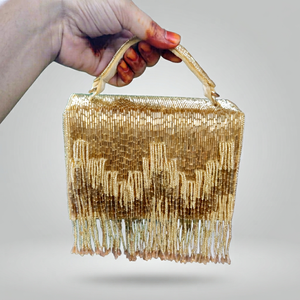 Sac à main de haute qualité avec franges dorées pour femmes, style bohème, sac à main décontracté pour soirée, pochette de soirée, utilisation pour mariage et fête - Product Image 1