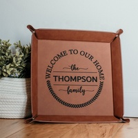 Plateau de rangement en similicuir PU personnalisable et pliable, vierge, gravable au laser, pour cadeaux promotionnels