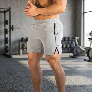 Shorts de course 2-en-1 blancs à séchage rapide, respirants, avec taille élastique, doublure intérieure, pour la gym, l'entraînement, légers, vente en gros - Product Image 3