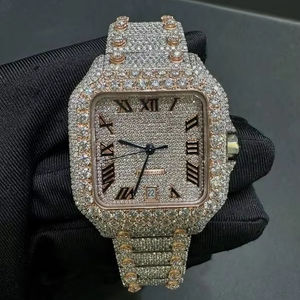 Reloj de Pulsera Estilo Hip Hop con Moissanita, Totalmente Cubierto de Piedras, Movimiento Automático, Reserva de Energía, Esfera de Acero Inoxidable de 40 mm - Product Image 1