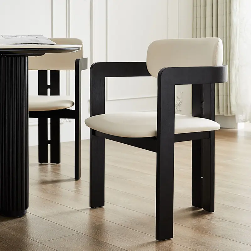 Nieuw Ontwerp Nordic Light Luxe Houten Basis Fluwelen Lederen Stoffen Bekleding Dineren Diner Stoelen