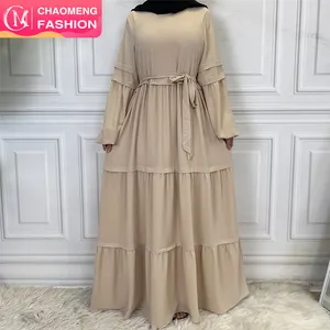 6420# New Soft Chiffon Muslim Abaya Dress Modest Women Islamic Maxi Dresses Turkish Fashion