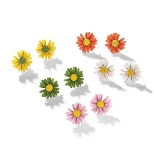 Женские серьги-гвоздики в Корейском стиле, разноцветные маленькие серьги-гвоздики с крупными цветами, летние разноцветные Свадебные украшения для девочек, 2020