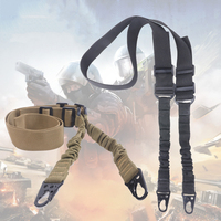 Sangle tactique à 2 points, longueur réglable, sangle d'épaule en nylon durable, élastique avec crochet métallique pour les sports de plein air et la chasse