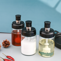 Bocaux à épices ronds en verre de 250ml avec cuillère, bouchon de brosse à huile de bâton de miel, récipients de stockage d'aliments pour le stockage d'assaisonnement au sel