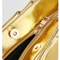 Sac à main de luxe en cuir PU doré pour femme, avec chaîne d'épaule, design nuage froissé, pour filles