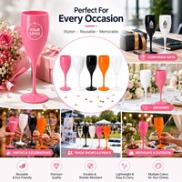 Verres à vin en plastique incassable de 180 ml (6 oz) avec logo personnalisé, flûtes à champagne colorées réutilisables, gobelets pour fête, mariage, bar