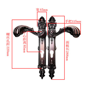 Set Moderno di Maniglia e Serratura in Alluminio <span class=keywords><strong>per</strong></span> Porte di Hotel e Ville, Design a Foglia in Rame Rosso Resistente <span class=keywords><strong>per</strong></span> Mano Destra - Product Image 2