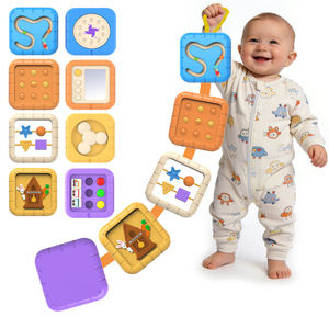 Jouet d'éveil Montessori pour bébés, planche d'activités à empiler, pour développer la motricité fine, portable pour voyage, lit bébé, poussette, siège auto, cadeau - Product Image 1