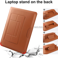 Étui pour ordinateur portable multifonctionnel 3 en 1 personnalisé, tapis de bureau pour ordinateur portable / tapis de souris, 13 à 16 pouces, étui pour ordinateur portable en cuir PU avec support