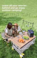 Chariot de transport portable d'usine chinoise avec table pliante dédiée et hauteur réglable, chariot mobile pour camping et courses en extérieur