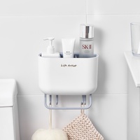 MONR Vente directe usine – Étagère murale multifonction en plastique PS, non pliable, à un seul niveau, avec crochets, pour cuisine et salle de bain