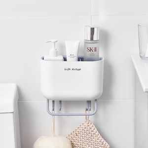 Kệ để đồ đa năng gắn tường bằng nhựa PS, không gấp gọn, một tầng, bán trực tiếp từ nhà máy MONR, dùng cho nhà bếp, nhà tắm, có móc treo - Product Image 2