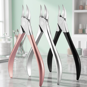 Alicates para Cutículas con Hoja Curva Personalizados para Uñas Encarnadas de Bebé - Acero Inoxidable Plateado/Negro/Oro Rosa - Product Image 3
