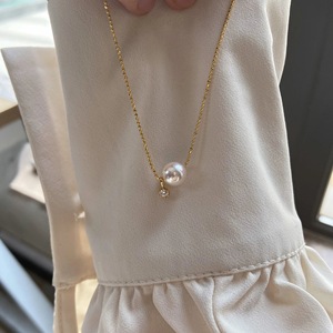 Collar con Colgante de Encaje Iris Hueco Tejido en Oro Retro, Chapado en Plata de Ley S925 y Oro de 18K, Cadena Alta para Clavícula - Product Image 1