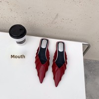 QuiteS 2026 Nouveaux Sabots Chauds Semi-Ouverts à Bout Pointu et Fermé Plissés, Mules Paresseuses Sans Lacets, Sandales Décontractées pour Femme