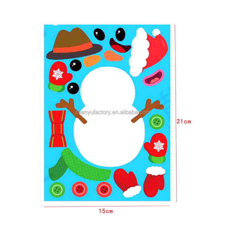 16 Sheets Christmas Sticker Sheets Make a Face Stickers Christmas Theme Birthday Party Kiss Cut Self-adhesive Decorative Sticker