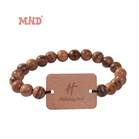 Bracelet élastique perlé en bois NTAG 213 NFC avec logo personnalisé Bracelet à puce RFID
