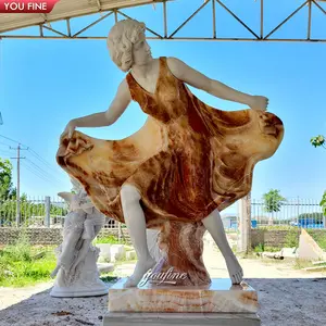 Ao ar livre Do Jardim de Pedra Natural Mão Esculpida Nu Dança Senhora Grega Estátua Escultura